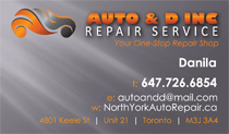 Auto and D Repair Business Cards